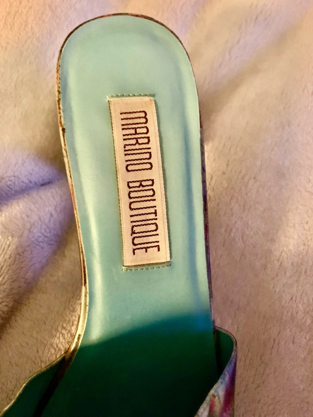 Vintage Palm Beach Marino Boutique Fish Holographic Kitten Slides Size 10 EC - Picture 6 of 8